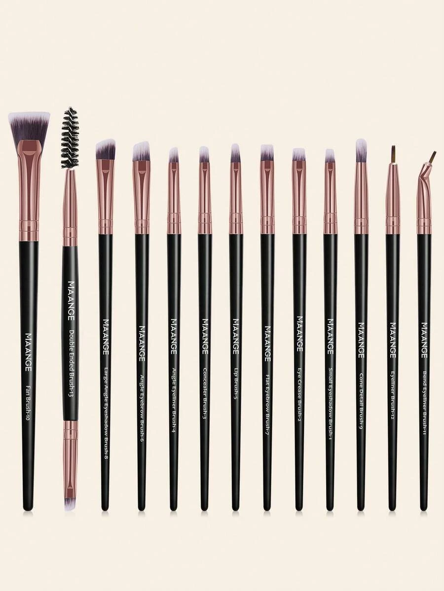 MAANGE 13pcs Makeup Brush Set, Including Eyelash Brush, Eyebrow Brush, Eyeshadow Brush, Highlighter Brush, Nose Contour Brush, Concealer Brush, Eyeliner Brush, Halo Brush, Made Of Soft Fiber Material, Convenient For Travel, Ideal Gift For Women And Girls. The Set Includes Various Makeup Brushes, A Complete Makeup Brush Set, Makeup Gift Set, Etc.