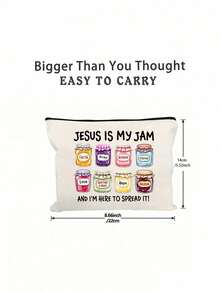 Túi đựng mỹ phẩm/đồ trang điểm hình Chúa Jesus hoạt hình, có khóa kéo, thời trang và dễ thương, túi du lịch nghỉ lễ, túi đựng mỹ phẩm bằng polyester có thể tái sử dụng, đựng son môi, phụ kiện điện thoại | Túi nhẹ có khóa kéo kín. - Nhiều màu - Xem 11