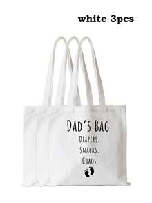 Dad/Grandpa Print Canvas Shoulder Bag Men's Tote Bag Practical Father's Day Gift Storage Bag - Multicolor - View 22