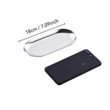 1pc Stainless Steel Oval Bread Tray, Multi-Purpose Household Storage Platter, Silver - Silver - View 12