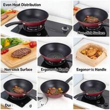 Non-Stick Wok/Frying Pan, Suitable For Home Use, Smokeless, Compatible With Electric And Gas Stoves - View 8