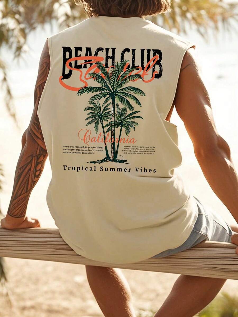 Coastal | 男士休闲加州海滩度假印花无袖背心 | 适合夏季穿着 | 舒适透气 | 时尚