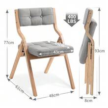 Homefun With Padded Folding Chair, Two-Piece Wooden Padded Folding Chair Set, Portable Folding Dining Chair For Entertaining Guests, Kitchen, Office, Wedding And Party, Gray - 卡其色 - 查看 3