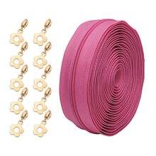 1 Set, (177inch/450cm) Nylon Zipper With 10pcs Flower Zipper Pulls, Suitable For Home Sewing DIY Replacement Zippers, Bags, Home Textiles, Clothing, Shoes And Other Accessories - 3NL+Qjhdp - View 10