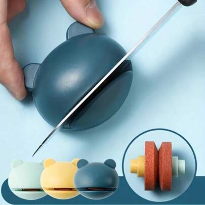 Cartoon Frog Shaped Sharpener, Portable Knife & Scissor Sharpening Tool, Lightweight Compact Flat Frog Design, Suitable For Camping, Hiking And Outdoor Use, Ambidextrous, Plastic Material