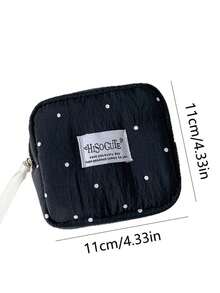 1 pieza Bolsa de maquillaje minimalista para estudiantes, organizador de toallas sanitarias, bolsa esencial de viaje para auriculares rojos - Multicolor - Ver 2