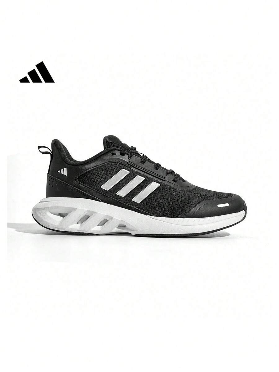Adidas 男女通用跑步鞋,新款网面透气休闲运动鞋 - 黑色 - 查看 1