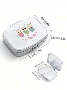 Square Pill Box, Printed Capsules, Pill, Letter, Medicine Bottle Letters " Medicine"Patterns,Four Styles Are Available, Portable Pill Storage Compartments, Mini Metal Storage Box, Portable Jewelry And Pill Box, Travel Pill Case, Large Compartment, Weekly Pill Organizer,For Daily Medication & Vitamins, Essential For Doctors And Nurses, Emergency Needs, Travel, Hiking Emergency Rescue - Multicolor - View 11