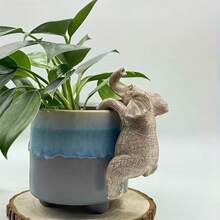 [Elephant Hanging Flower Pot]One Elephant Hanging Flower Pot - Made Of Resin, Suitable For Garden And Balcony Decoration, With Exquisite Elephant Trunk Details. An Indoor/Outdoor Animal Sculpture Flower Pot, A Unique Home Decor Gift For Elephant Lovers, And A Garden Statue. - Multicolor - View 5