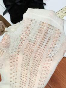 1/3 Đôi tất dài đến bắp chân kiểu Lolita mới mùa xuân/hè, dễ thương, hình trái tim rỗng và nơ. - Nhiều màu - Xem 5