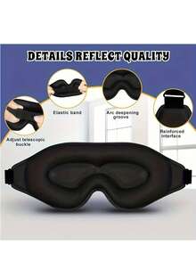 1pc 3D Contour Design Eye Mask, Adjustable Strap Fits Different Head Shapes, Unisex Blackout Eyemask, 100% Light Blocking Soft & Comfortable, Suitable For Night Shift, Travel, Yoga, Nap, Black, For Bedroom Use - One Size Fits All - View 5