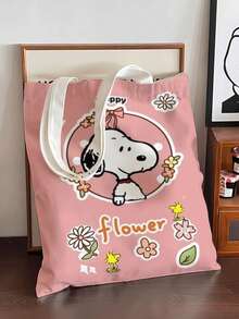 Snoopy File Folder Poster Fashion Coffee Zipper Canvas Bag, Snoopy Pink File Folder Peripheral Cute Zipper Canvas Bag For Students - Multicolor - View 6