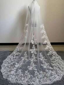 Khăn voan cô dâu dài màu trắng ren, phụ kiện chụp ảnh cưới, khăn voan ngang vai, trang phục mùa thu, mùa hè, đi biển cho phụ nữ. - Nhiều màu - Xem 2