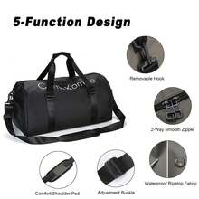 BAGCO Bolsa de gimnasio unisex impermeable con compartimento para zapatos y bolsillo impermeable; bolsa deportiva multifuncional para el fin de semana, adecuada para viajes, deportes, fitness y entrenamientos. - Negro - Ver 3