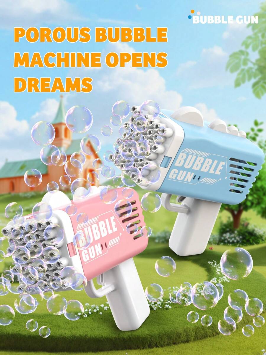Children's Automatic Bubble Gun, Multi-Hole Bubble Machine, Capable Of Producing Large Amounts Of Bubbles, Handheld Bubble Toy, Suitable For Birthday Parties, Weddings And Summer Outdoor Gatherings (Batteries And Bubble Solution Not Included)