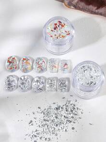 1/2 Bottle Spotlight Sequin Nail Glitter 3D Holographic Irregular Iridescent Silver Gradient Sparkly Flake Slices DIY Shiny Manicure Decoration Nail Accessories Nail Supplies For Women And Girls Nail Design - Multicolor - View 9