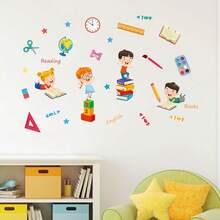 Cartoon School Supplies Wall Stickers For Classroom Decor, Children's Room Decor, Pencil, Backpack Stickers - A - View 3