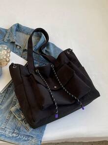 Versatile Casual Large Capacity Tote Bag For Women - Black - View 3