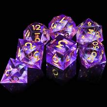 7pcs Liquid Sand Core Dice Set, Resin Multi-Sided RPG Dice With Sharp Edges, Handmade Role-Playing Game Accessories, Suitable For Christmas, Birthday, Festivals, Parties, Board Games, Valentine's Day, Gifts, Spring - Multicolor - View 11