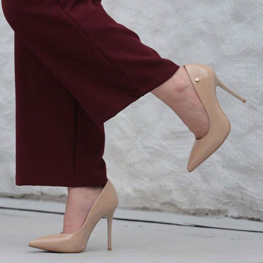 Women's Pointed Toe Pumps High Heel Vizzano Luxury Elegant Formal Shoes Women Stilleto Patent Leather - 米色/清漆 - 查看 1