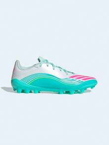 Adidas Nuevas zapatillas de fútbol para hombre y mujer, para césped artificial 2G/3G AG, con tacos cortos y diseño personalizado. - Blanco/Azul menta/Rosa - Ver 1