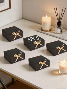 Black Luxury Gift Box With Ribbon, Display Box, Suitable For Wedding Favors, Birthday, Party And Holiday Gift Packaging, Wedding Ceremony Gift Box Empty Gift Box For Presents - Black and Gold Ribbon - View 15