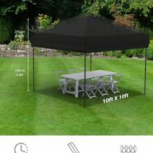 10 X 10ft Pop-Up Canopy, Foldable Outdoor Sunshade Shelter, One-Push Setup Tent  for Events, Parties, Camping and Commercial Use. Instant Setup Tent Shelter, with 1 Removable Sidewalls - Negro - Ver 3