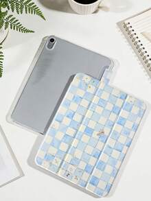 1 件装蓝白格子花卉图案平板电脑保护套，兼容 iPad Mini 4/Mini 5/Mini 6/Mini 7/Air/Air 2/9.7/10.2/10.5/Air 4/Air 5/10.9/Pro 11 英寸/第十代/Air 11 英寸 (M2)-2024/Pro 11 英寸 (M4)-2024/Air 11 英寸 (M3) 2025/(A16) 11 英寸第十一代 2025/Air 8 (M4)2026 (11 英寸) 型号，以及 Galaxy Tab A8 10.5 英寸 2022 型号。包含笔槽、三折支架、TPU 软边保护、磁吸式睡眠/唤醒功能，简约/创意/趣味/个性化设计。 - 彩色 - 查看 6