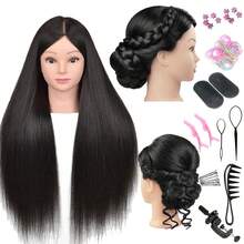 Đầu ma-nơ-canh bằng tóc thật 70% kèm chân đế, đầu ma-nơ-canh tóc dài 24 inch để tập tết tóc và tạo kiểu, bộ dụng cụ làm tóc và thực hành thẩm mỹ. - Xem 6