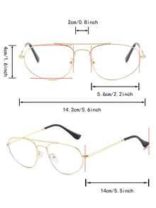1 Pair Women's Gold Metal Frame Double-Bridge Design Personality Street Style Fashion Non-Prescription Glasses - Gold - View 4