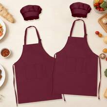 Set de 2 piezas Delantal y gorro de chef para niños, delantal infantil ajustable con 2 bolsillos para niños y niñas, adecuado para cocinar, aula, hornear, pintar, manualidades, BBQ y otras actividades, DIY, fiesta, edades 6-13 - Multicolor - Ver 12