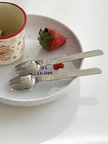 1pc Cute Koala Spoon & Fork, Refined Minimalist 304 Stainless Steel Koala Spoon And Fork Dessert Cutlery, Suitable For Cafe, Home, Restaurant, Party, Ball, Office - View 8