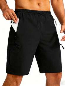 Men's Summer Casual Cargo Shorts, Multi-Pocket Outdoor Hiking Quick-Dry Breathable Shorts - Black - View 2