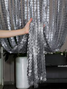 1pc New Copper Coin Grass Shaped Line Curtain Decor, 39.37*78.74in Thickened Jacquard Curtain Panel - 1PC - View 13