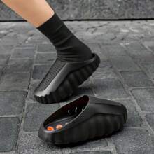 MIND001 Men's Massage Slides, Fashion Casual Sport Slippers For Daily Wear,MIND001 Men Black Techwear Slides, Comfort Footwear For Street & Home - màu đen - Xem 9