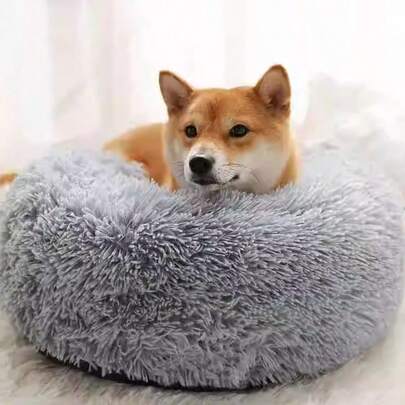 Giường ngủ hình bánh donut sang trọng bằng vải nhung, phù hợp cho chó và mèo cỡ nhỏ và vừa - Siêu mềm, có thể giặt được, hình tròn ấm cúng với đáy chống trượt, lý tưởng cho mùa đông.