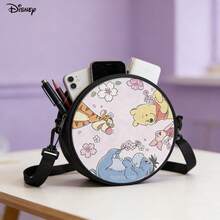 Disney Winnie The Pooh & Friends Cherry Blossom Print Round Crossbody Bag, Multifunctional Small Round Backpack Suitable For Casual Travel, Shopping, Lightweight Durable Polyester Shoulder Bag With Zipper - One Size - View 2