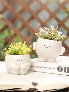 A Charming And Adorable Resin Planter, Perfect For Indoor Plants. With Drainage Holes At The Bottom, It Is A Fun And Interesting Decor Piece For Any Home, Bedroom, Office Or Student Space. It Can Also Be Used For Storage Or Wedding Decorations, Making It A Great Gift. - Multiple Styles - View 2