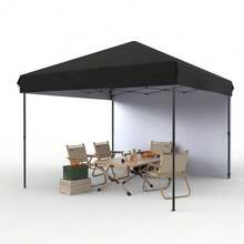10 X 10ft Pop-Up Canopy, Foldable Outdoor Sunshade Shelter, One-Push Setup Tent  for Events, Parties, Camping and Commercial Use. Instant Setup Tent Shelter, with 1 Removable Sidewalls - Negro - Ver 1