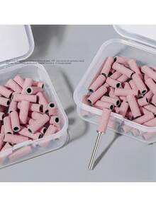50/100件装粉色美甲钻头，高目数砂纸套，专业美甲修脚抛光工具，适用于亚克力指甲、凝胶卸除、美甲沙龙及居家美甲护理 - 彩色 - 查看 5