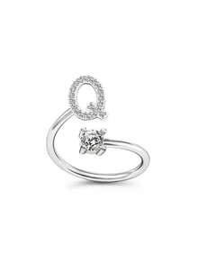 1pc Adjustable English Alphabet Letter Ring - Silver - View 33