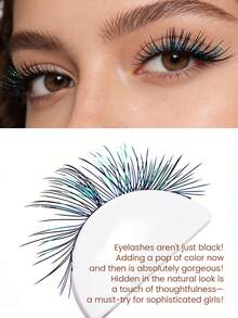 MAANGE 5 Pairs Shimmering Ombre Transparent Stem False Eyelashes, Soft Cartoon Lashes, Innocent Lively Anime Eye Makeup Lashes, Cat Eye Lashes, Summer Fresh Soft Lashes, Reusable Colored Strip Lashes Suitable For Daily Wear, Party, Concert, Cosplay And Holiday Makeup, Summer Anime Style Lashes - Multicolor - View 11