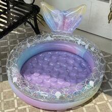 Piscina inflable redonda para bebés, piscina inflable portátil de sirena para niños pequeños, piscina inflable para interiores y exteriores para niños pequeños, adecuada para bebés/niñas/niños - Morado Violeta - Ver 8