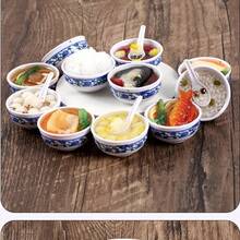 1pc Squishy 4cm Mini Blue And White Porcelain Bowl Keychain Chinese Style Food Charm - Multicolor - View 3