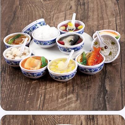 1 chiếc móc khóa hình bát sứ mini màu xanh trắng mềm mại 4cm kiểu Trung Quốc, phụ kiện trang trí đồ ăn.