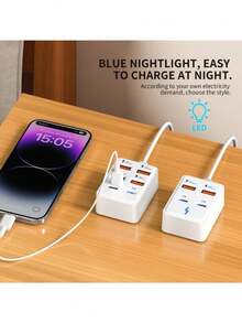 Estación de carga USB de alta velocidad de 4/6 puertos, adecuada para carga rápida de portátil/tableta/múltiples dispositivos, compatible con teléfono, convertidor de energía de RV, cargador de pared de escritorio, distribución de energía inteligente de doble esencial para viajes - Multicolor - Ver 10
