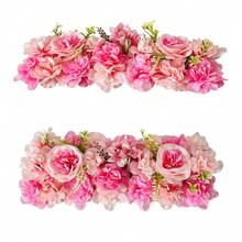 1 pièce 19,7*7,88 po Arche murale de fleurs de roses artificielles, en matériau plastique, panneau mural de fleurs de soie rose hortensia faux, décor de fond de fleurs artificielles roses pour tables, runner, salle de fête, cuisine, table de réception, centre de table de fleurs de mariage, décoration murale d'hortensias 3D, décoration murale de fleurs artificielles, arche polyvalente de fond de fleurs artificielles. - multicolore - Voir 14