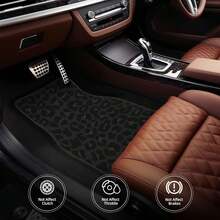 Car Mats Set Of 4 Leopard Print Pattern In Black, Charcoal Grey Floor Mats For Cars Universal Front Rear Vehicle Rugs Auto Accessories For Truck Sedan - Default - View 7
