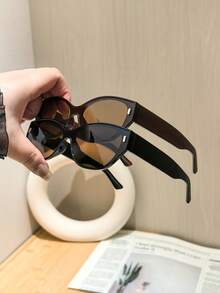 1 Pair Women's Oval Cat Eye Lightweight Fashion Glasses, Retro Style, Suitable For Outdoor Activities, Provide Protection - Multicolor - View 10