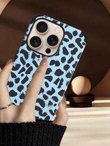 Cheetah,Leopard Print 1pc Faux Leather Leopard Print Soft Protective Phone Case, Shock-Absorbing Design With Speaker Hole, Suitable For Apple 17 Pro Max/16 Pro Max/16 Plus/13 Pro Max/14 Pro Max 13 14 11 12 Pro 11/15 Pro, Galaxy S24 Ultra, Holiday Gift - Blue - View 5
